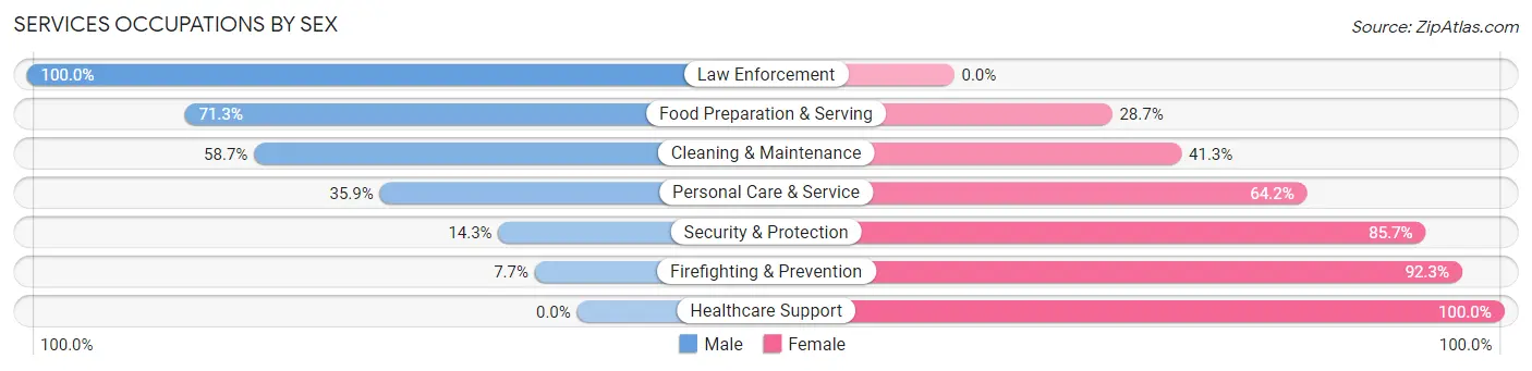 Services Occupations by Sex in Zip Code 13439