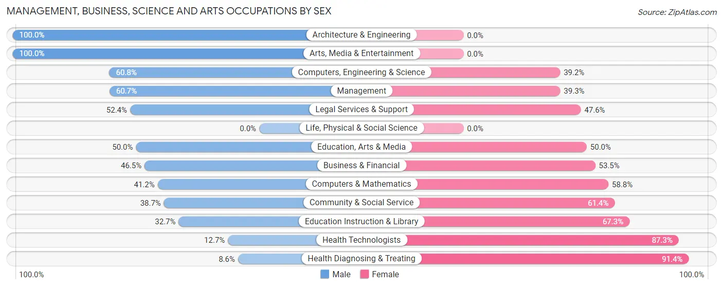 Management, Business, Science and Arts Occupations by Sex in Zip Code 13456