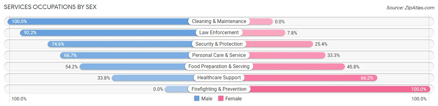 Services Occupations by Sex in Zip Code 13456