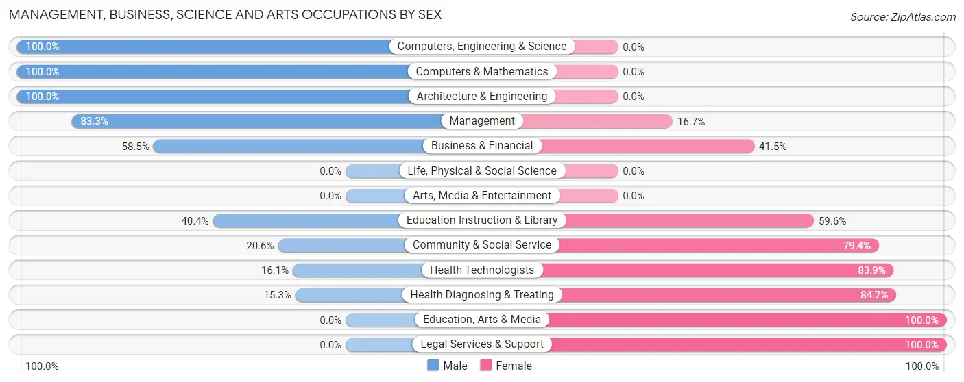 Management, Business, Science and Arts Occupations by Sex in Zip Code 13478