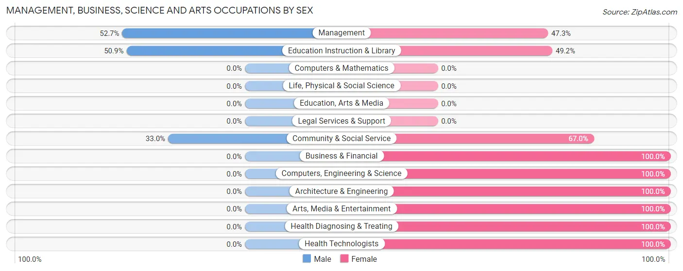Management, Business, Science and Arts Occupations by Sex in Zip Code 13490