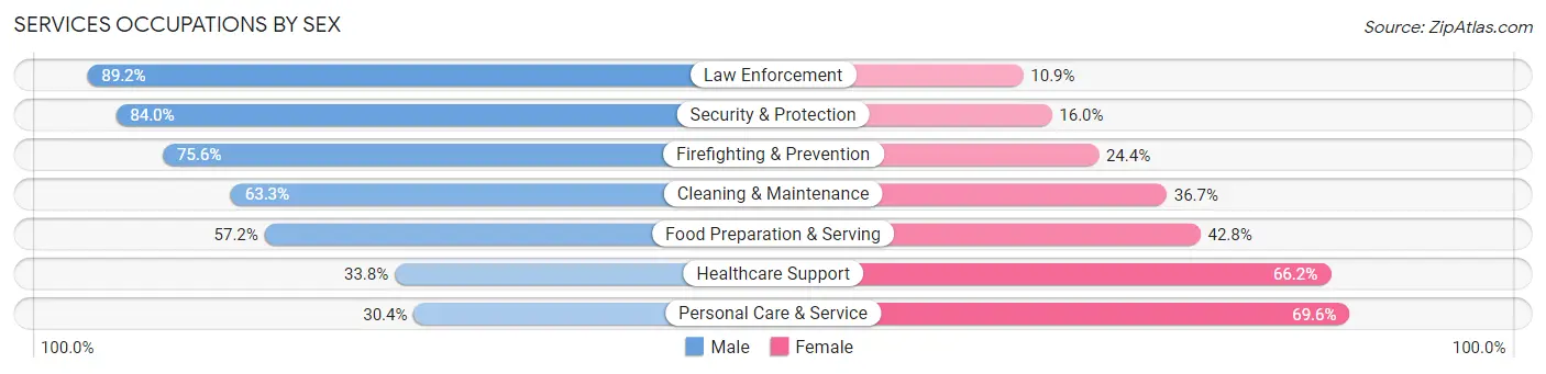 Services Occupations by Sex in Zip Code 13502