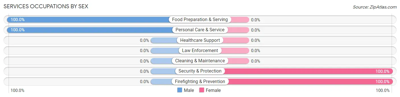 Services Occupations by Sex in Zip Code 13611