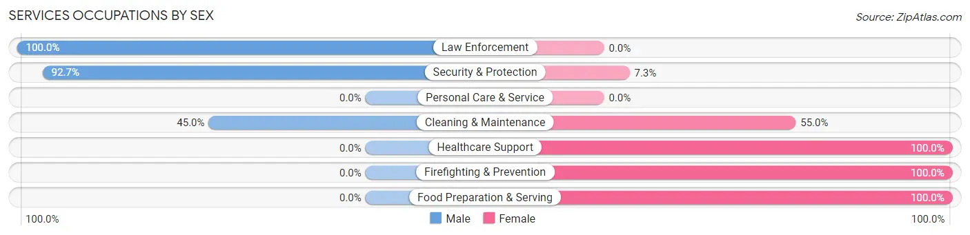 Services Occupations by Sex in Zip Code 13615