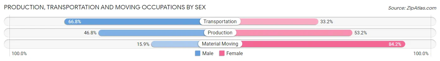 Production, Transportation and Moving Occupations by Sex in Zip Code 13617