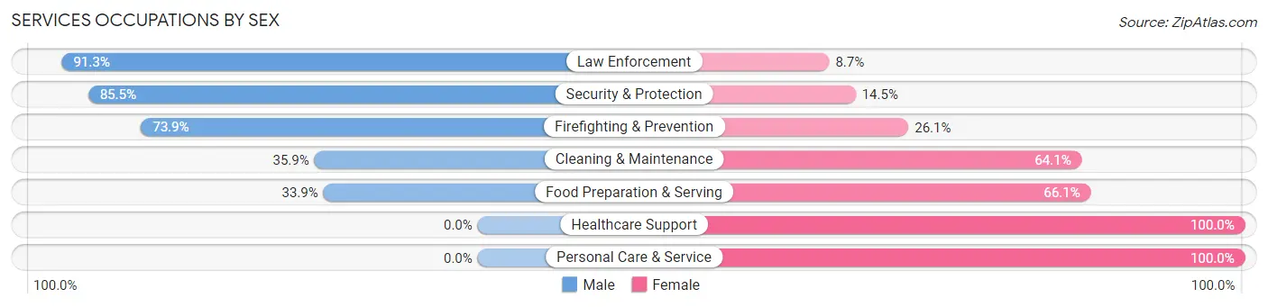 Services Occupations by Sex in Zip Code 13624