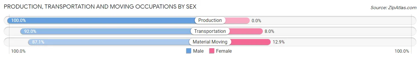 Production, Transportation and Moving Occupations by Sex in Zip Code 13635