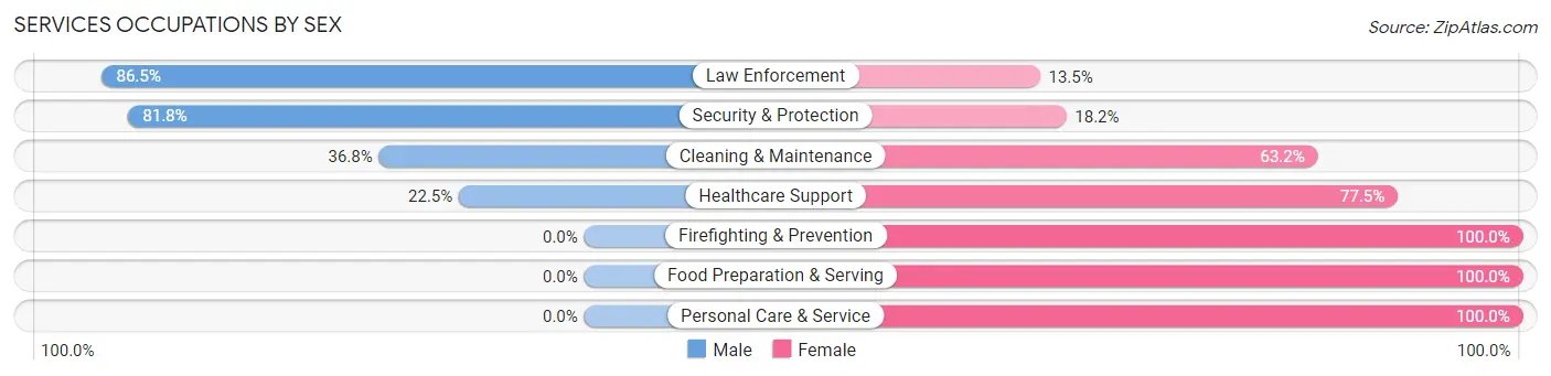 Services Occupations by Sex in Zip Code 13658