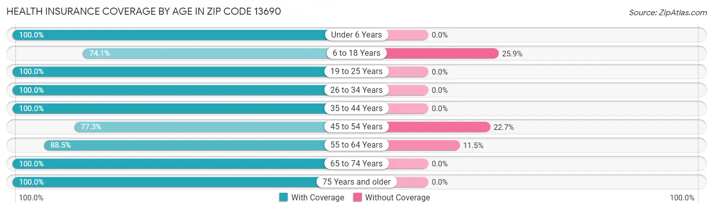 Health Insurance Coverage by Age in Zip Code 13690