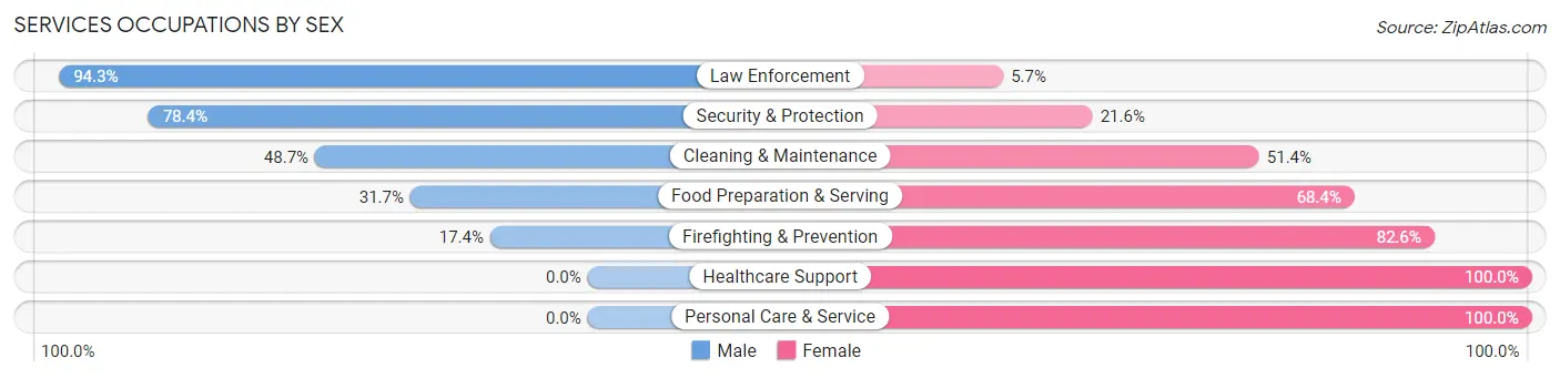 Services Occupations by Sex in Zip Code 13691