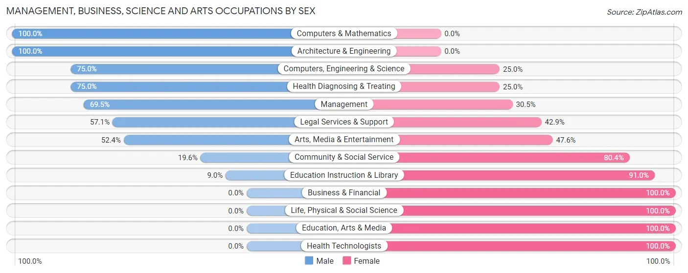 Management, Business, Science and Arts Occupations by Sex in Zip Code 13731