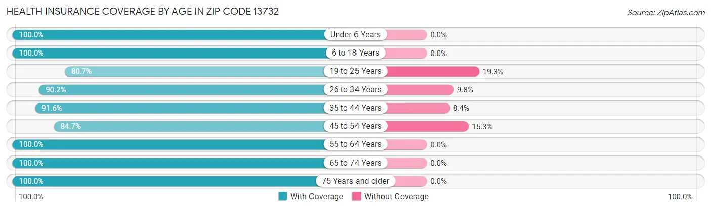 Health Insurance Coverage by Age in Zip Code 13732