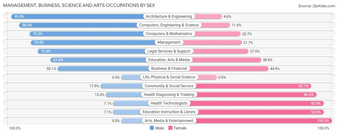 Management, Business, Science and Arts Occupations by Sex in Zip Code 13732