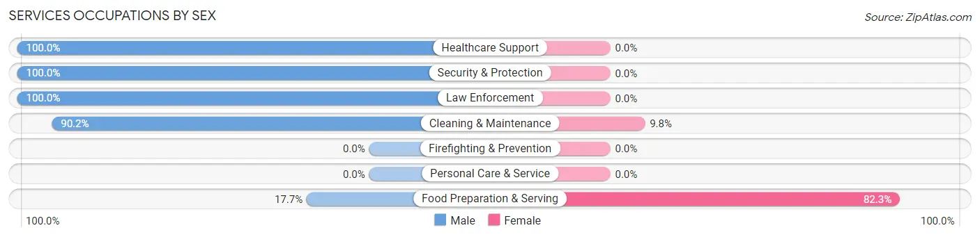 Services Occupations by Sex in Zip Code 13734