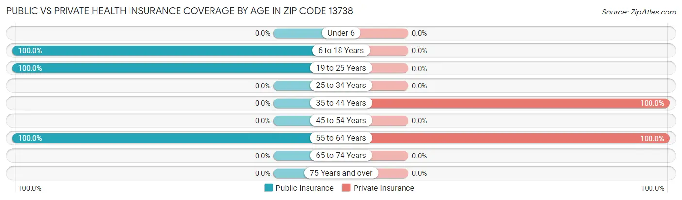 Public vs Private Health Insurance Coverage by Age in Zip Code 13738
