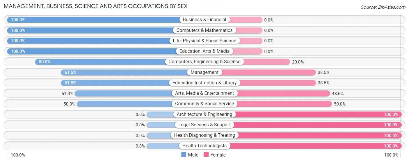 Management, Business, Science and Arts Occupations by Sex in Zip Code 13740