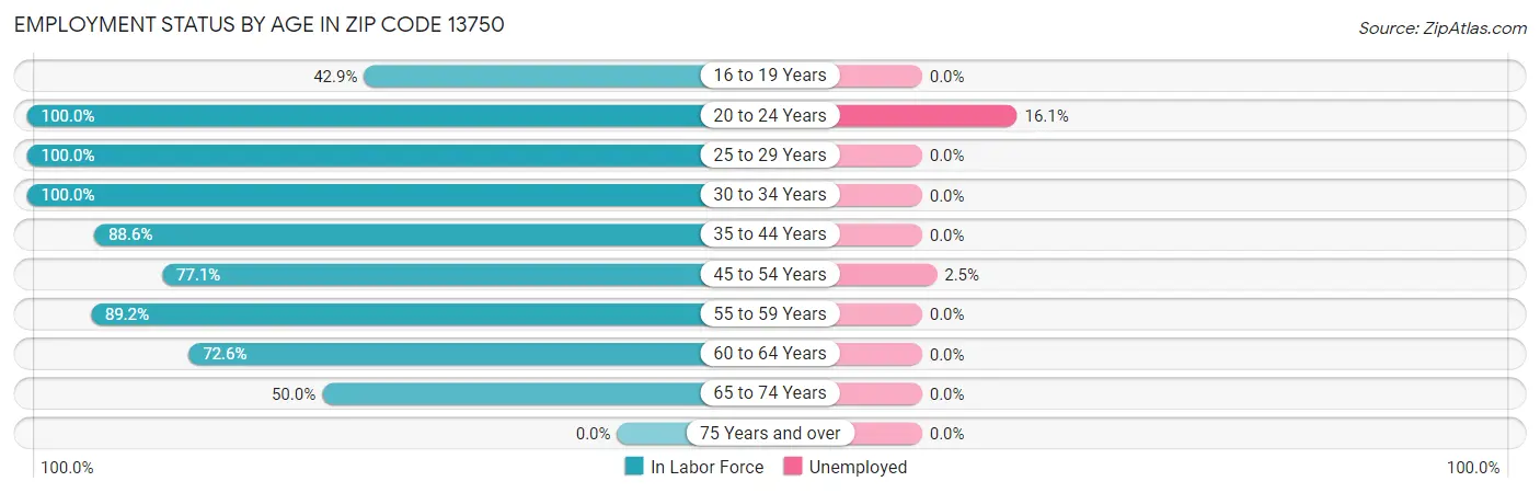 Employment Status by Age in Zip Code 13750