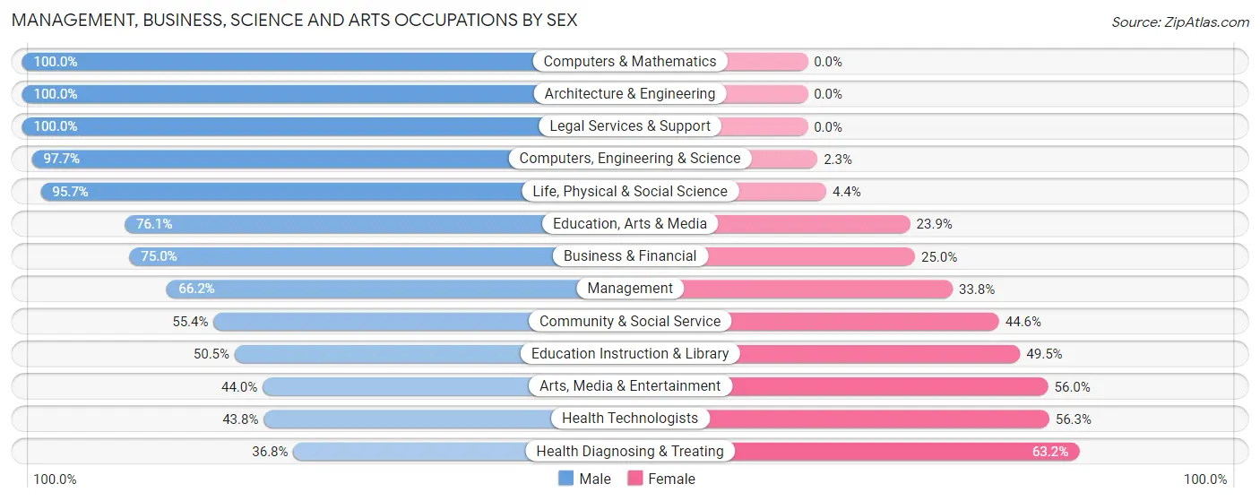 Management, Business, Science and Arts Occupations by Sex in Zip Code 13753