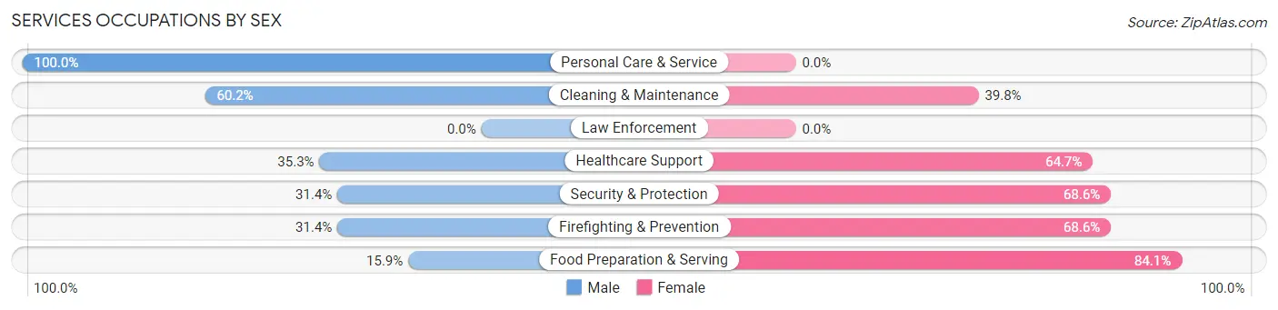 Services Occupations by Sex in Zip Code 13783