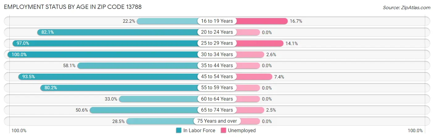Employment Status by Age in Zip Code 13788