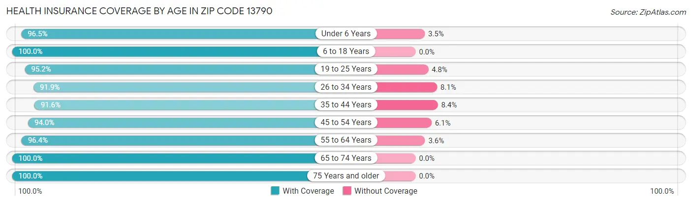 Health Insurance Coverage by Age in Zip Code 13790