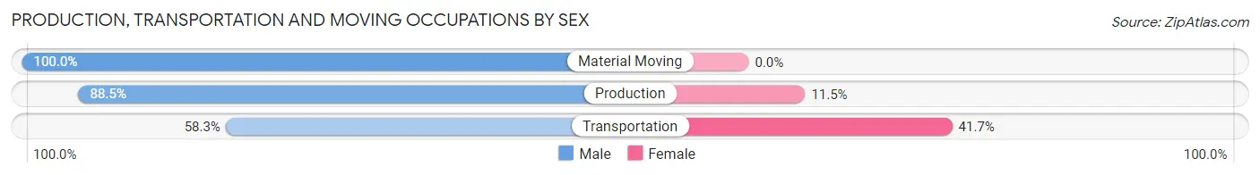 Production, Transportation and Moving Occupations by Sex in Zip Code 13796