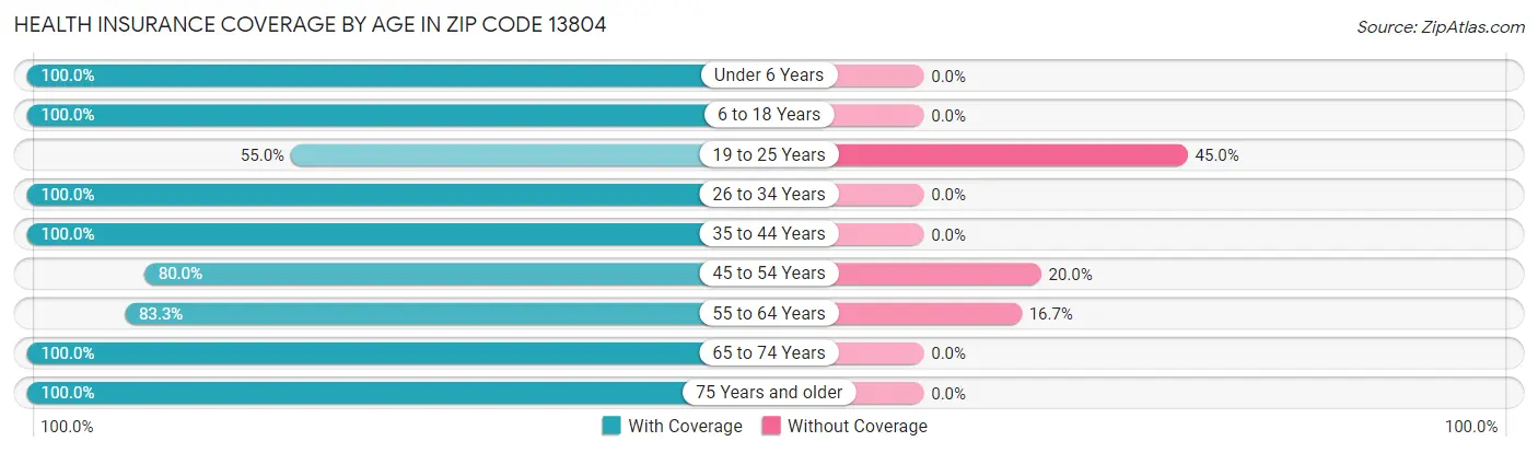 Health Insurance Coverage by Age in Zip Code 13804