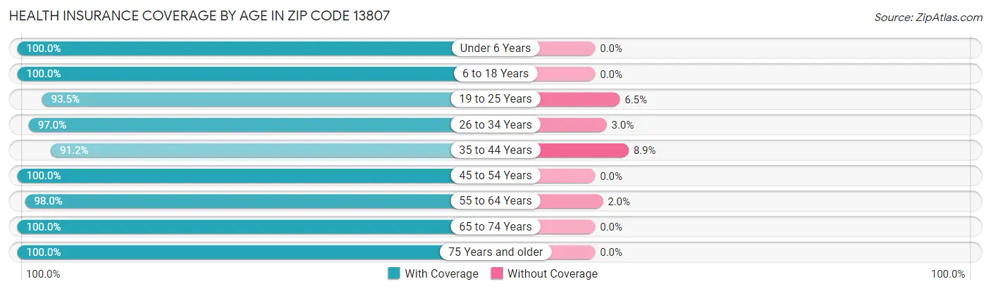 Health Insurance Coverage by Age in Zip Code 13807