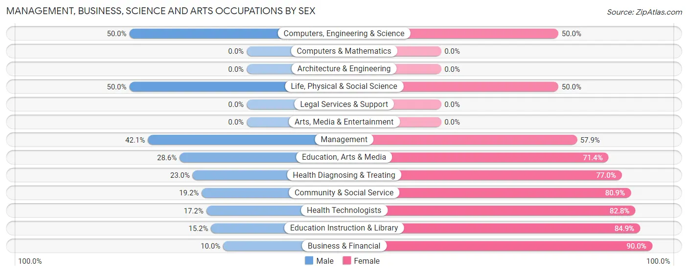 Management, Business, Science and Arts Occupations by Sex in Zip Code 13807