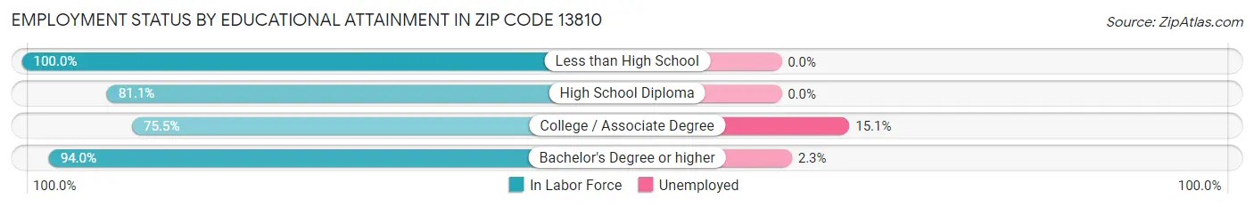 Employment Status by Educational Attainment in Zip Code 13810