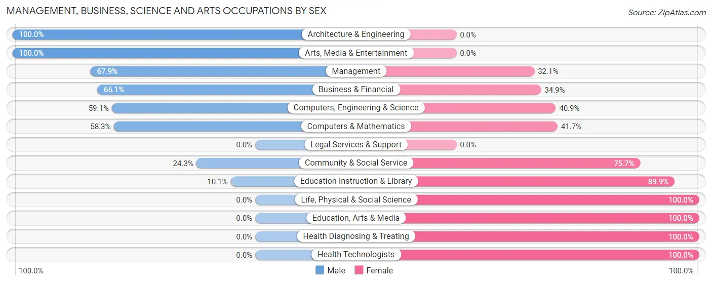 Management, Business, Science and Arts Occupations by Sex in Zip Code 13812