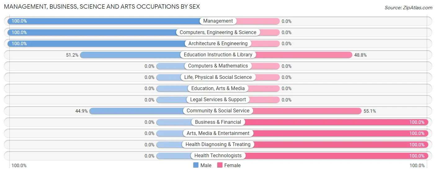 Management, Business, Science and Arts Occupations by Sex in Zip Code 13813