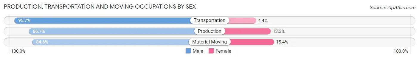 Production, Transportation and Moving Occupations by Sex in Zip Code 13825