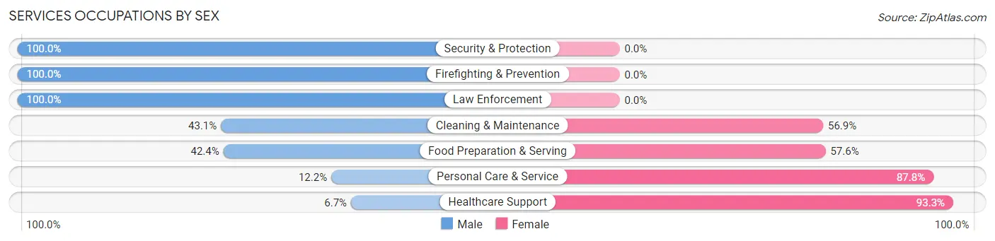 Services Occupations by Sex in Zip Code 13830