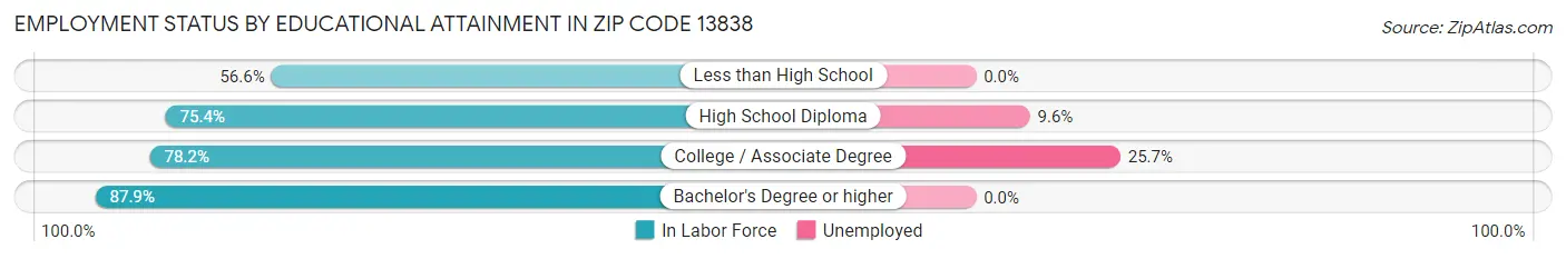 Employment Status by Educational Attainment in Zip Code 13838