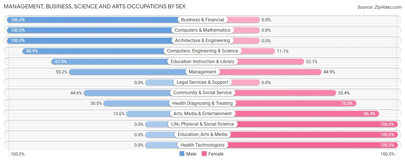 Management, Business, Science and Arts Occupations by Sex in Zip Code 13838