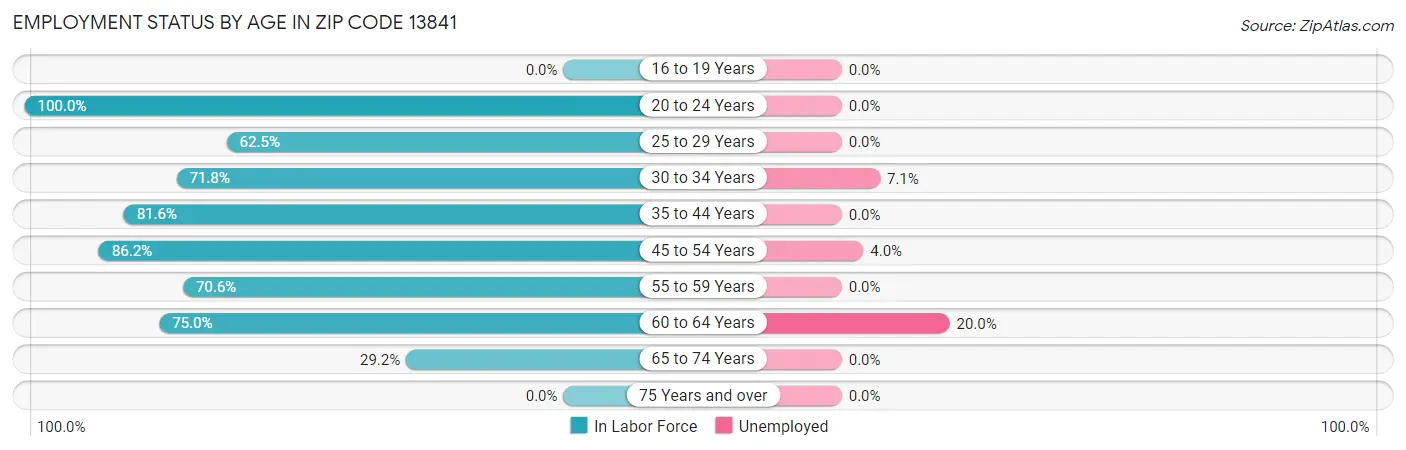 Employment Status by Age in Zip Code 13841