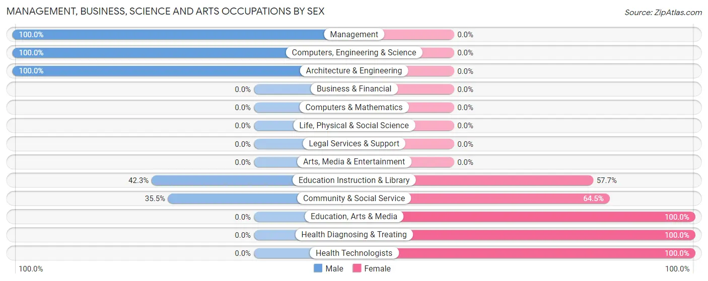 Management, Business, Science and Arts Occupations by Sex in Zip Code 13841