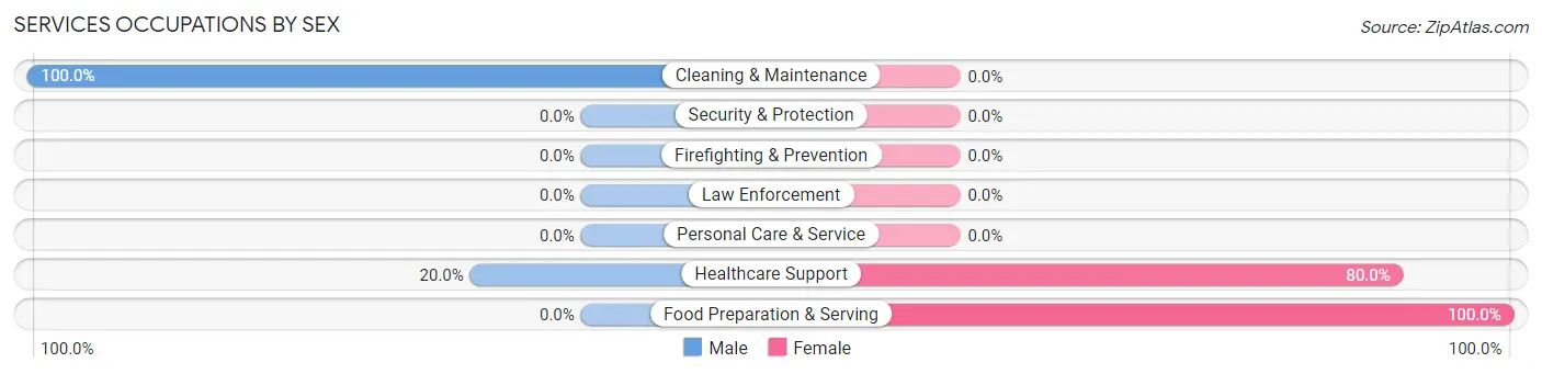Services Occupations by Sex in Zip Code 13844