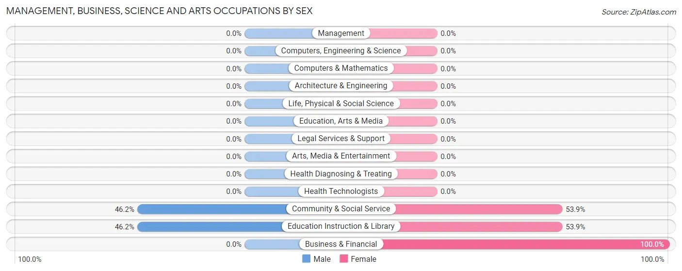Management, Business, Science and Arts Occupations by Sex in Zip Code 13861