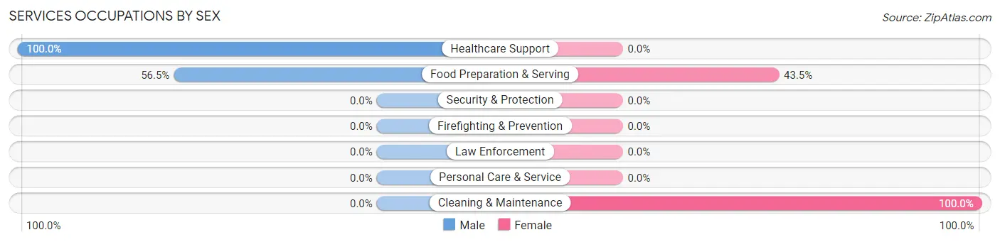 Services Occupations by Sex in Zip Code 13864