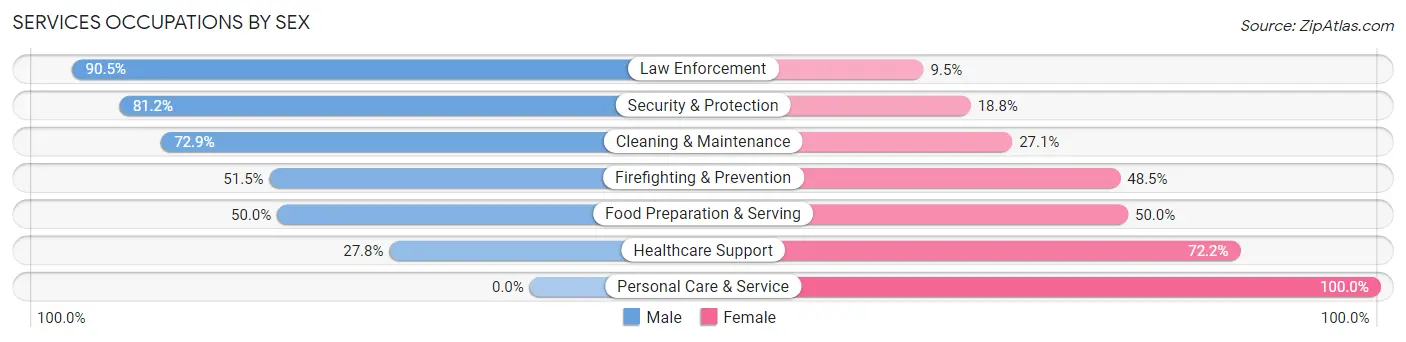 Services Occupations by Sex in Zip Code 14009