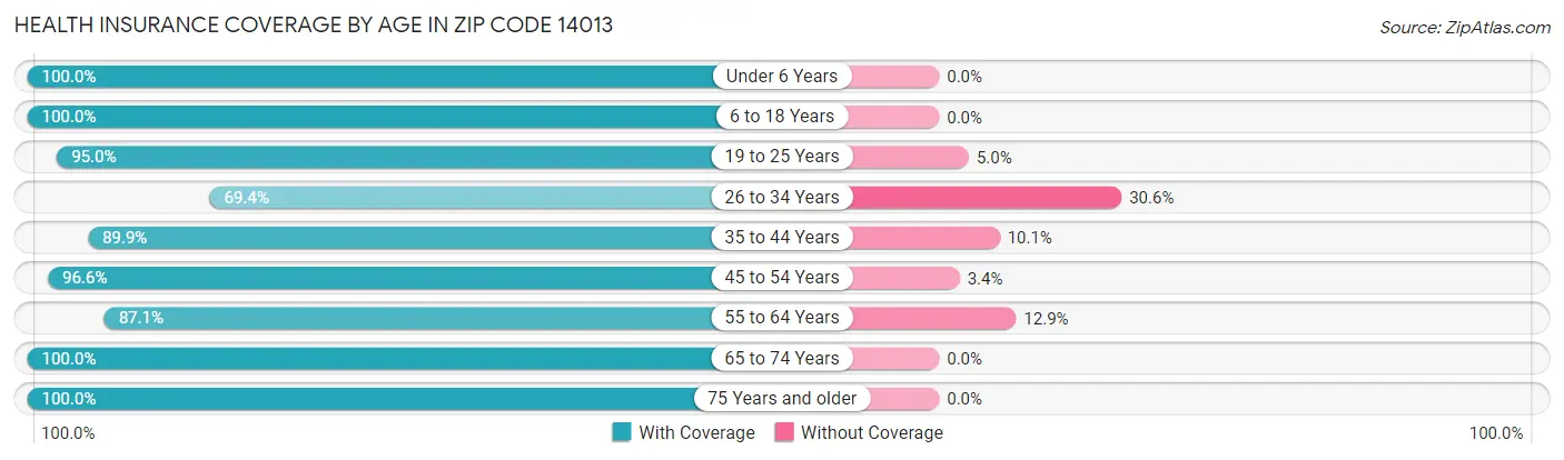 Health Insurance Coverage by Age in Zip Code 14013