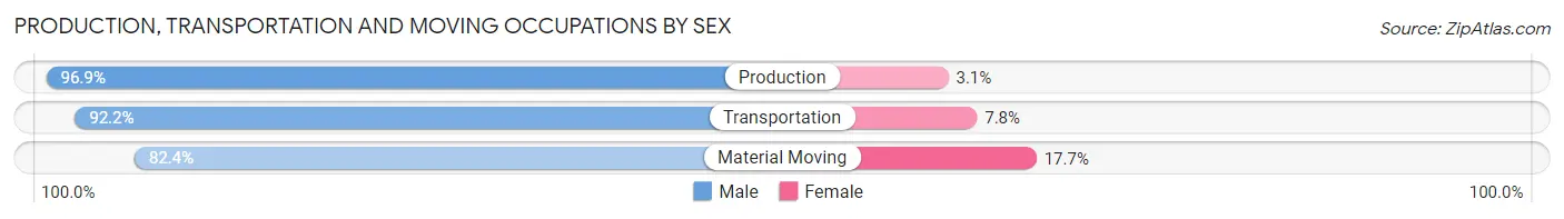 Production, Transportation and Moving Occupations by Sex in Zip Code 14013
