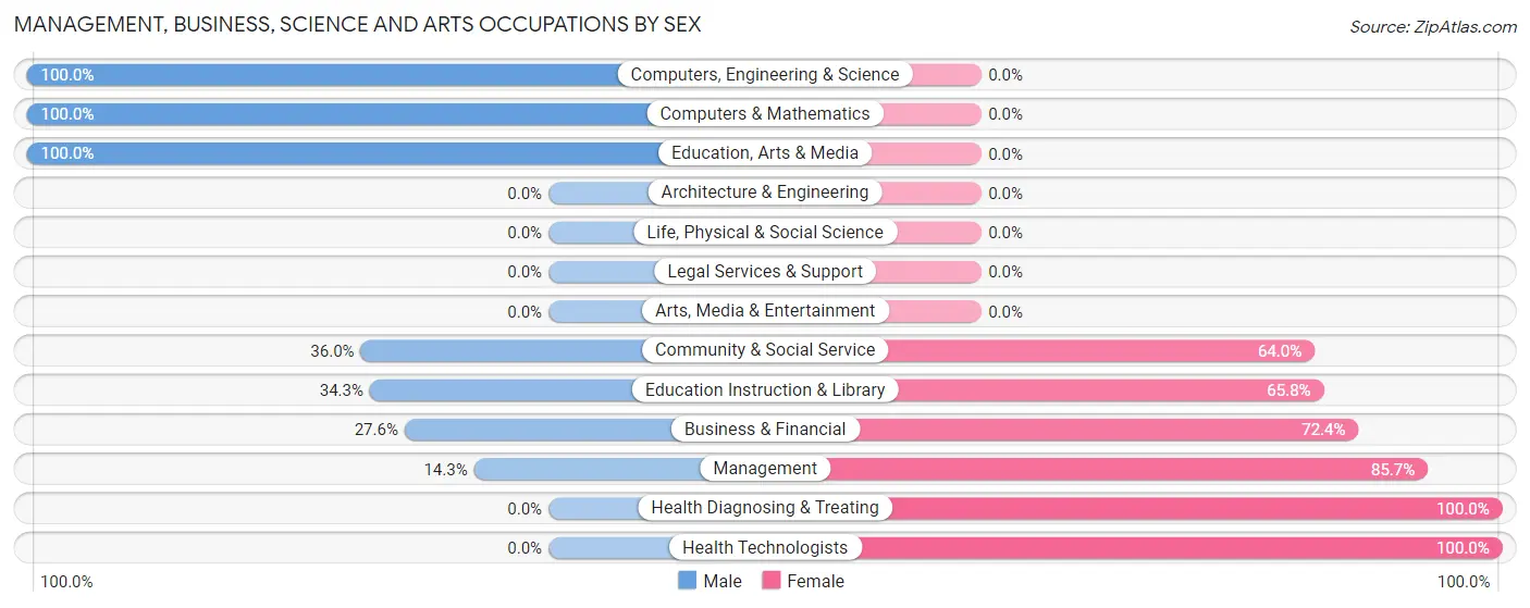 Management, Business, Science and Arts Occupations by Sex in Zip Code 14028