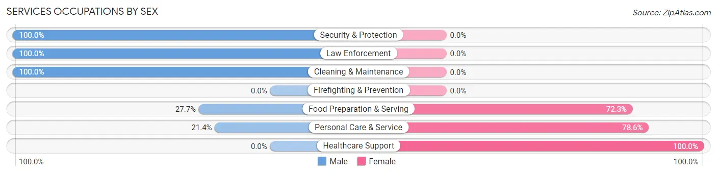 Services Occupations by Sex in Zip Code 14028