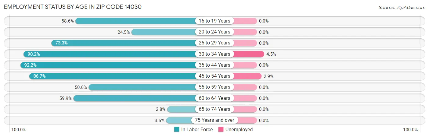 Employment Status by Age in Zip Code 14030