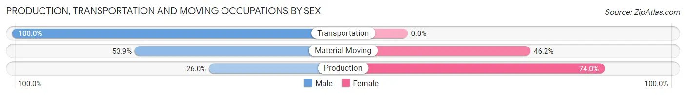 Production, Transportation and Moving Occupations by Sex in Zip Code 14040