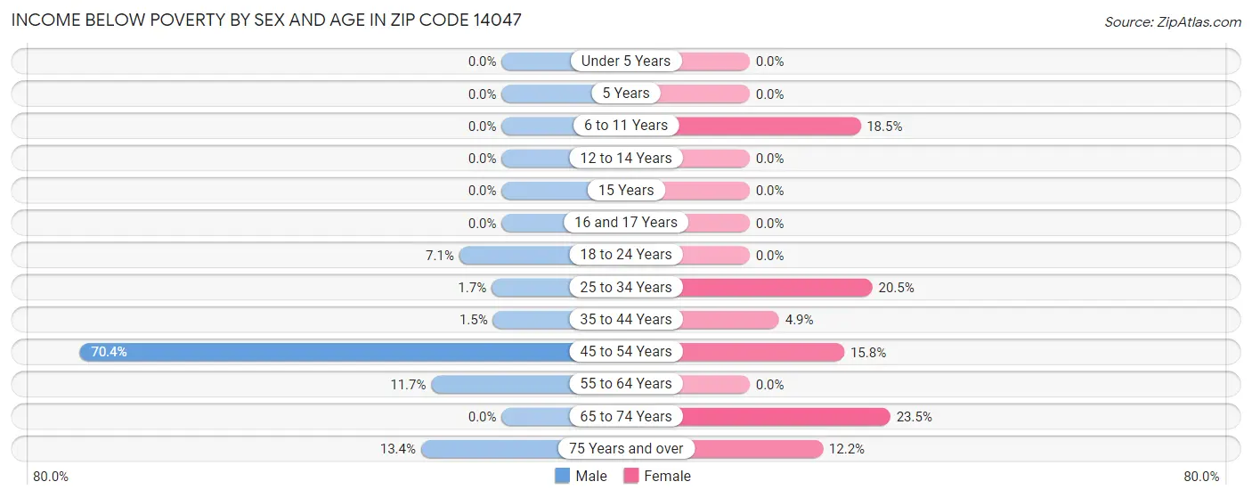 Income Below Poverty by Sex and Age in Zip Code 14047