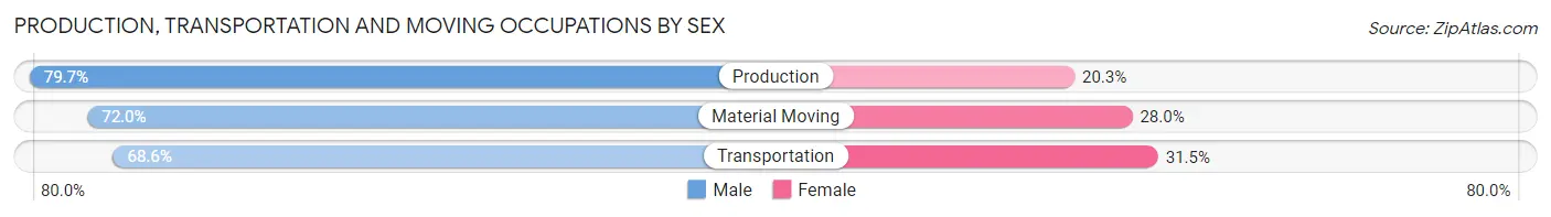 Production, Transportation and Moving Occupations by Sex in Zip Code 14047